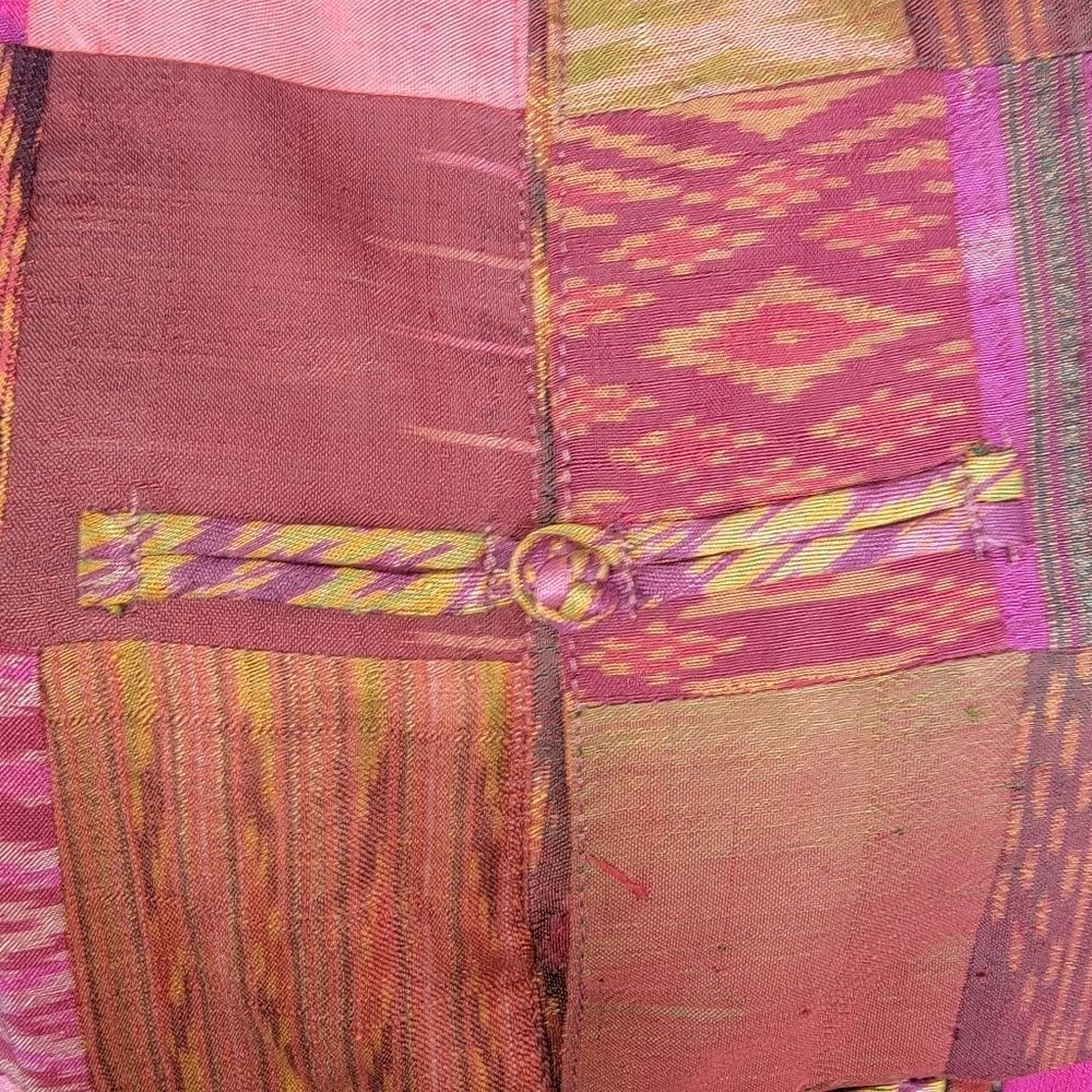 Thai Silk Mandarin collar patchwork jacket size L… - image 4